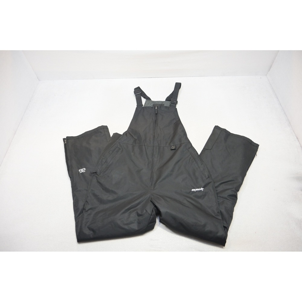 Ski Gear Bib Overalls 8K Mens Large Black Insulated Snow Pants Excellent